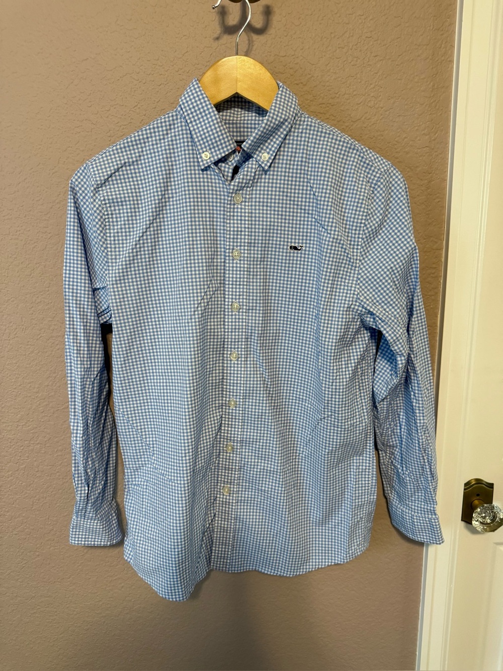 Vineyard Vines Classic Boy’s Blue Gingham Button-Down Shirt